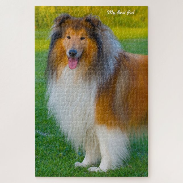 Rompecabezas de Perro Collie Áspero. (Vertical)
