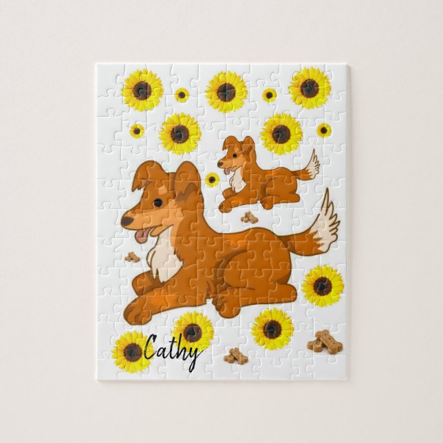 Rompecabezas de perro girasol (Vertical)