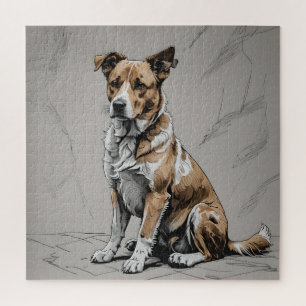 Rompecabezas de perros blancos y marrones