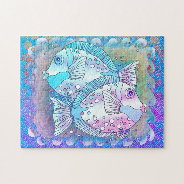 Rompecabezas de pez azul (Horizontal)