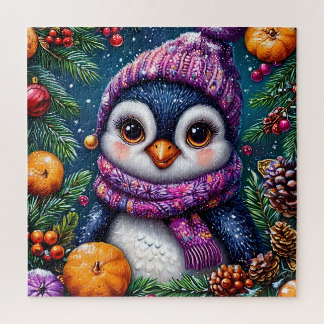 Rompecabezas de Pingüino de Invierno para Niños y  (Vertical)