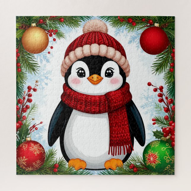 Rompecabezas de pingüino de Navidad para niños y d (Vertical)