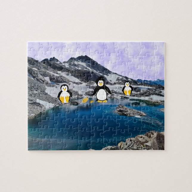 Rompecabezas de pingüinos pescando (Horizontal)