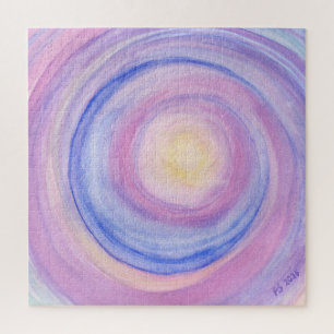 Rompecabezas de pintura abstracta púrpura y rosa