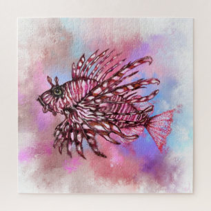 Rompecabezas de pintura con peces leonfish Natació
