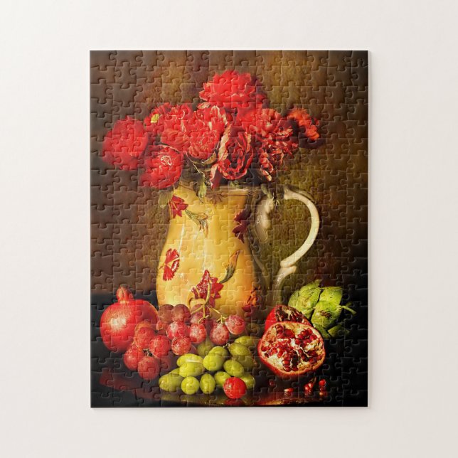 Rompecabezas de pintura de aceite de flores antigu (Vertical)
