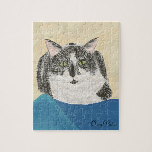 Rompecabezas de pintura de gatos de Tuxedo negro y