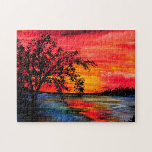 Rompecabezas de pintura de puesta de sol