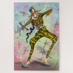 Rompecabezas de pintura del chica piloto