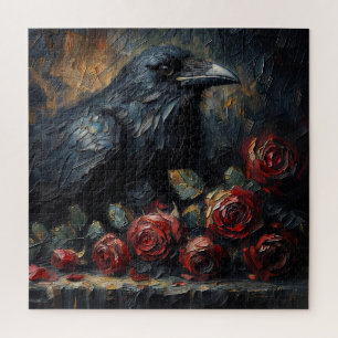Rompecabezas de pintura malhumorada de cuervo y ro