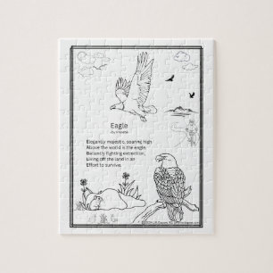 Rompecabezas de poema acróstico de águila, 8x10 pu