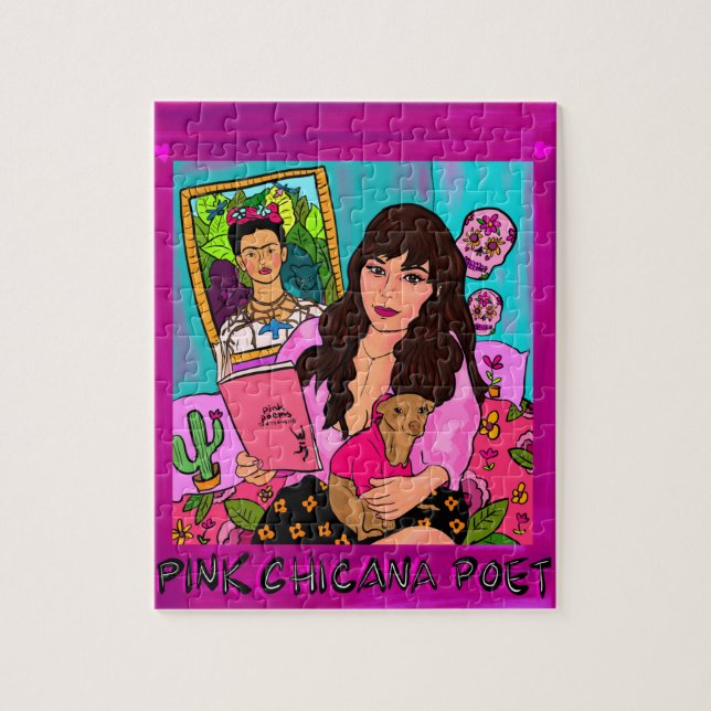 Rompecabezas de poeta rosado chicana (Vertical)