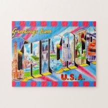 Rompecabezas de postal colorida de Chicago 11x14