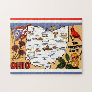 Rompecabezas de postal de 11x14 del estado de Ohio