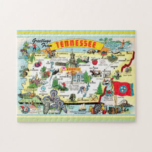 Rompecabezas de postal de mapa antiguo de Tennesse
