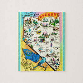 Rompecabezas de postal de Nevada 8x10 Mapa