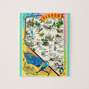 Rompecabezas de postal de Nevada 8x10 Mapa