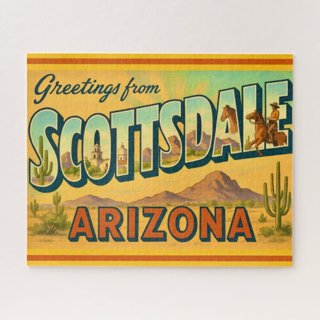 Rompecabezas de postal retro Scottsdale Arizona 16 (Horizontal)