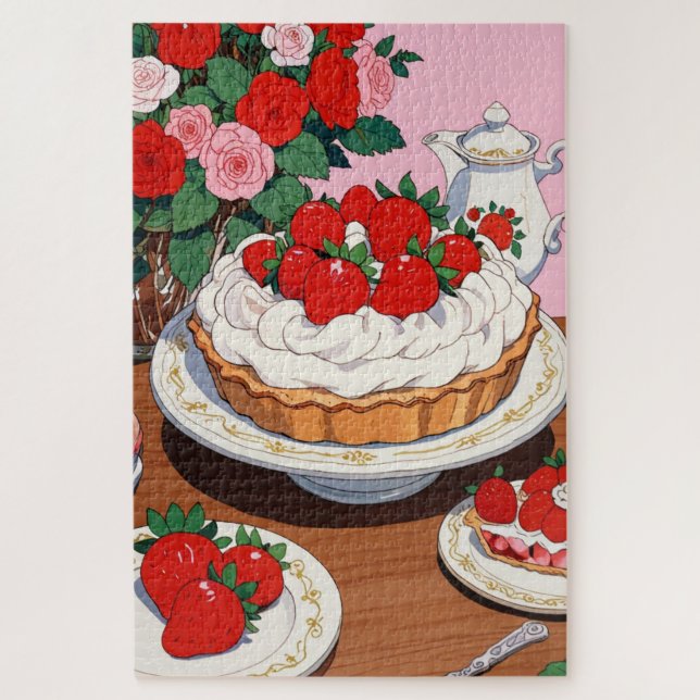 Rompecabezas de postre de fresa (Vertical)