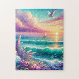 Rompecabezas de puesta de sol oceánica pastel de 2