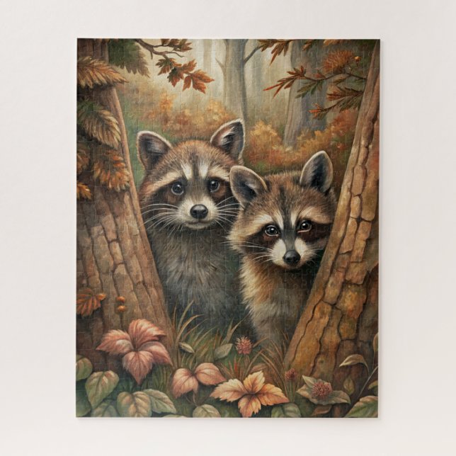 Rompecabezas de Raccoons de Otoño (Vertical)