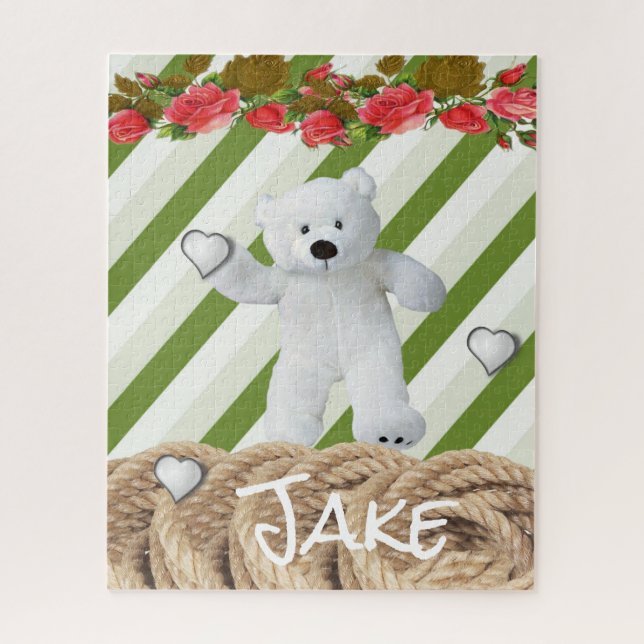 Rompecabezas de raya verde Teddy Bears (Vertical)