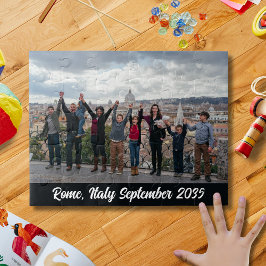 Rompecabezas de recuerdo de viaje con foto familia