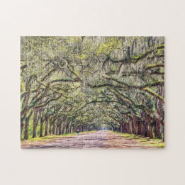 Rompecabezas de recuerdo de Wormsloe Savannah Oaks