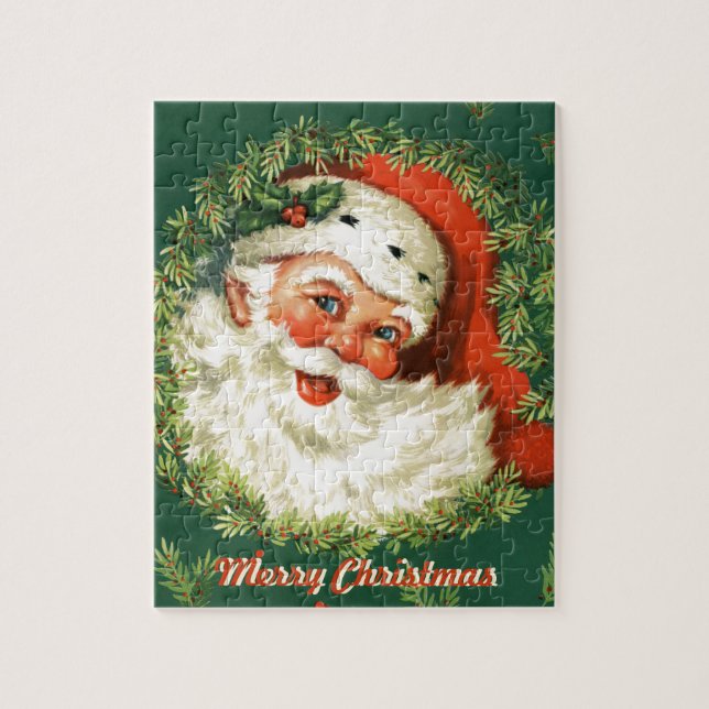 Rompecabezas de regalo de Santa Claus retro (Vertical)