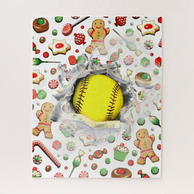Rompecabezas de regalo de vacaciones de softball ú (Vertical)