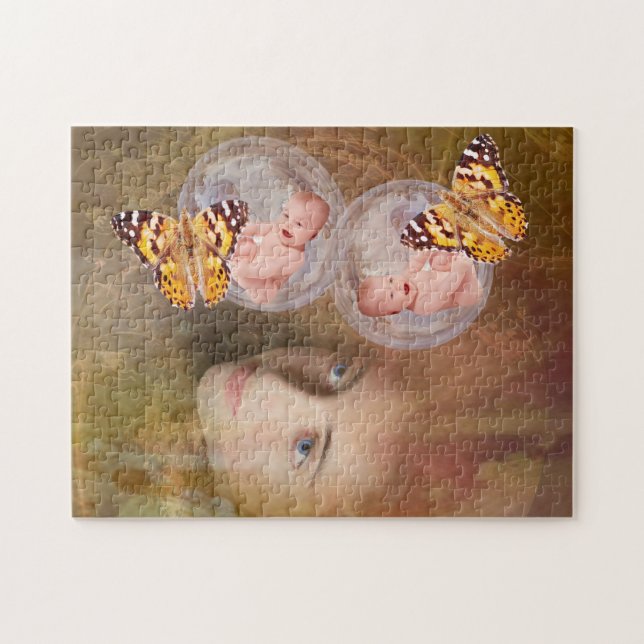Rompecabezas de regalo para niños o chicas gemelos (Horizontal)
