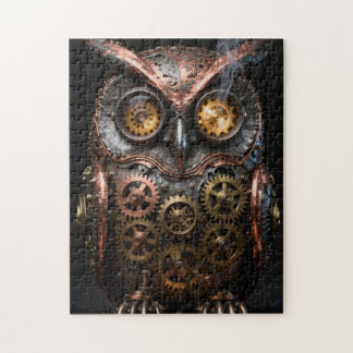 Rompecabezas de retrato de búho mecánico steampunk