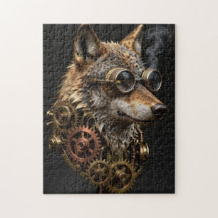 Rompecabezas de retrato de lobo mecánico Steampunk