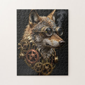Rompecabezas de retrato de lobo mecánico Steampunk