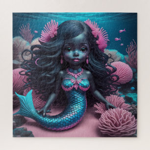 Rompecabezas de rompecabezas rosa de la sirena neg