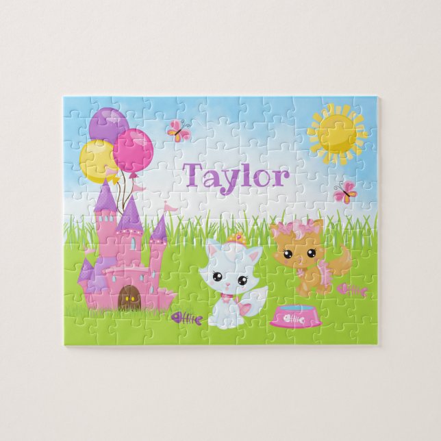 Rompecabezas de rompecabezas rosa y morado de los  (Horizontal)