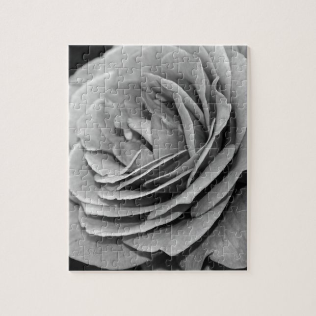 Rompecabezas de Rosa en Blanco y Negro (Vertical)