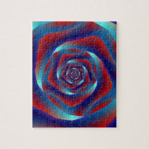 Rompecabezas de Rosa en espiral rojo y azul
