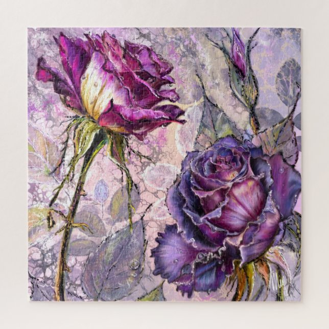 Rompecabezas de Rosas Purpúreas (Vertical)