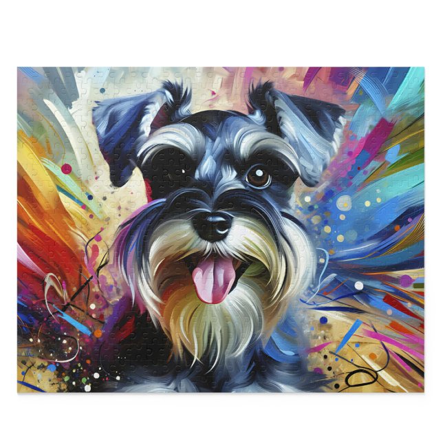 Rompecabezas de Schnauzer Miniatura: Zwergs de Sal (Miniature Schnauzer Puzzle: Salt and Pepper Zwergschnauzer Jigsaw)