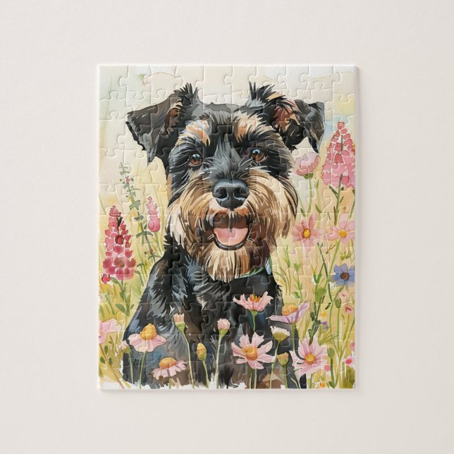 Rompecabezas de Schnauzer – Rompecabezas de Acuare (Vertical)