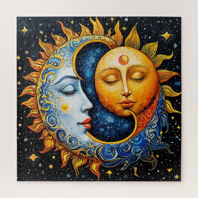 Rompecabezas de sol y luna Regalo de arte celestia (Vertical)