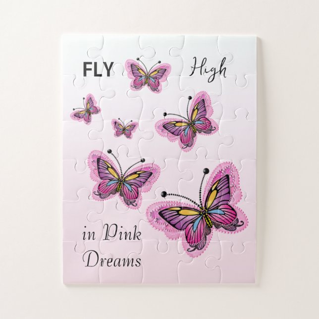 Rompecabezas de sueños de mariposa rosa (Vertical)