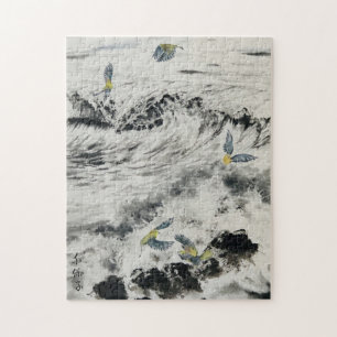 Rompecabezas de Sumi e Ocean con aves verdes
