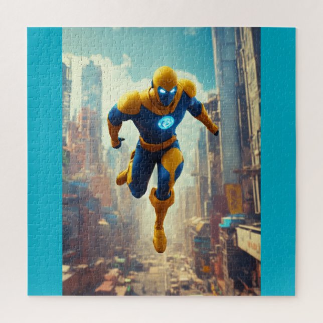 Rompecabezas de superhéroe guardián de ciudad futu (Vertical)