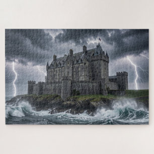 Rompecabezas de tormenta sobre castillo