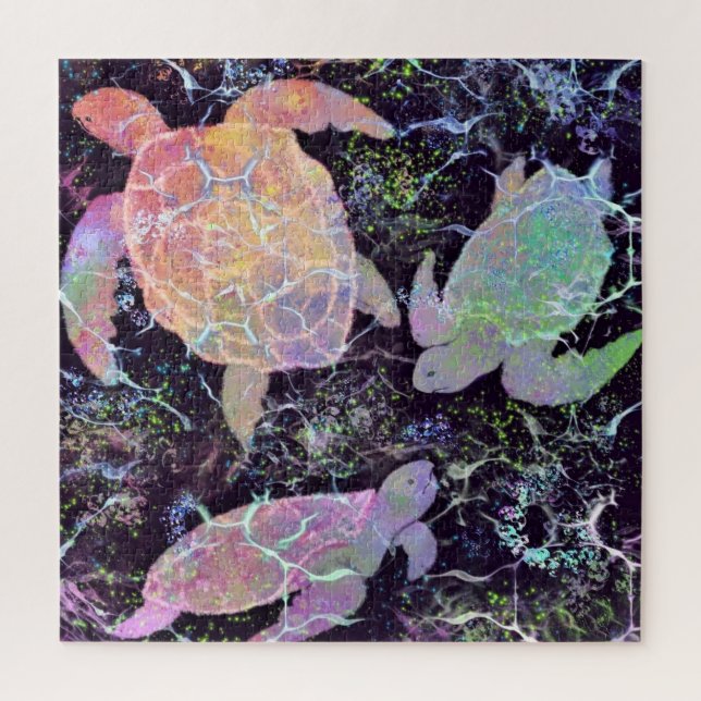 Rompecabezas de tortugas de agua - Pintura (Vertical)