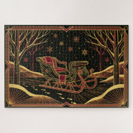 Rompecabezas de trineo de Navidad Art Déco