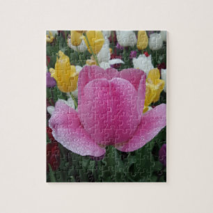 Rompecabezas de Tulipanes Amarillos Rosados