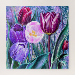 Rompecabezas de Tulipanes Coloridos